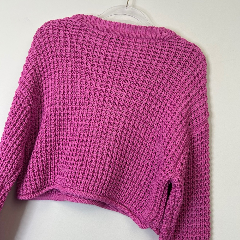 Rd Style Darla Crewneck‎ Cropped Sweater Women's Size Medium Pink Crochet Knit - Picture 10 of 10
